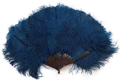 Lot 2143 - A Late 19th Century/Early 20th Century Royal Blue Ostrich Feather Fan, the shade uncommon, the...