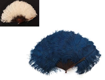 Lot 2143 - A Late 19th Century/Early 20th Century Royal Blue Ostrich Feather Fan, the shade uncommon, the...