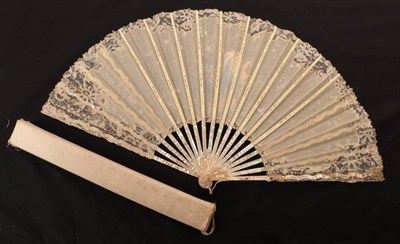 Lot 2169 - A Circa 1880's French Pink Mother-of Pearl Fan, the monture in the demi-Sultane form with four...