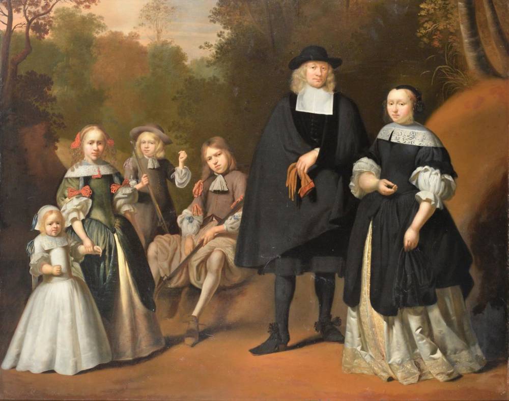 Lot 326 - Circle of Bartholomeus van der Helst (1613-1670) Dutch  Portrait of a noble family standing in...