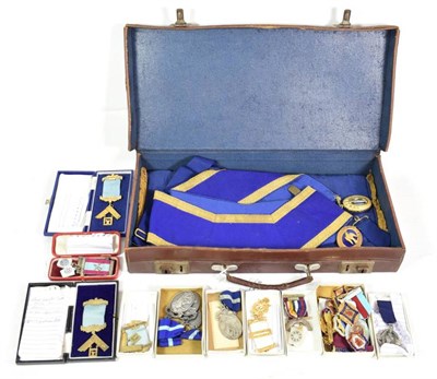 Lot 13 - A Collection of Masonic Jewels and Regalia, including three silver gilt Past Master's jewels;...