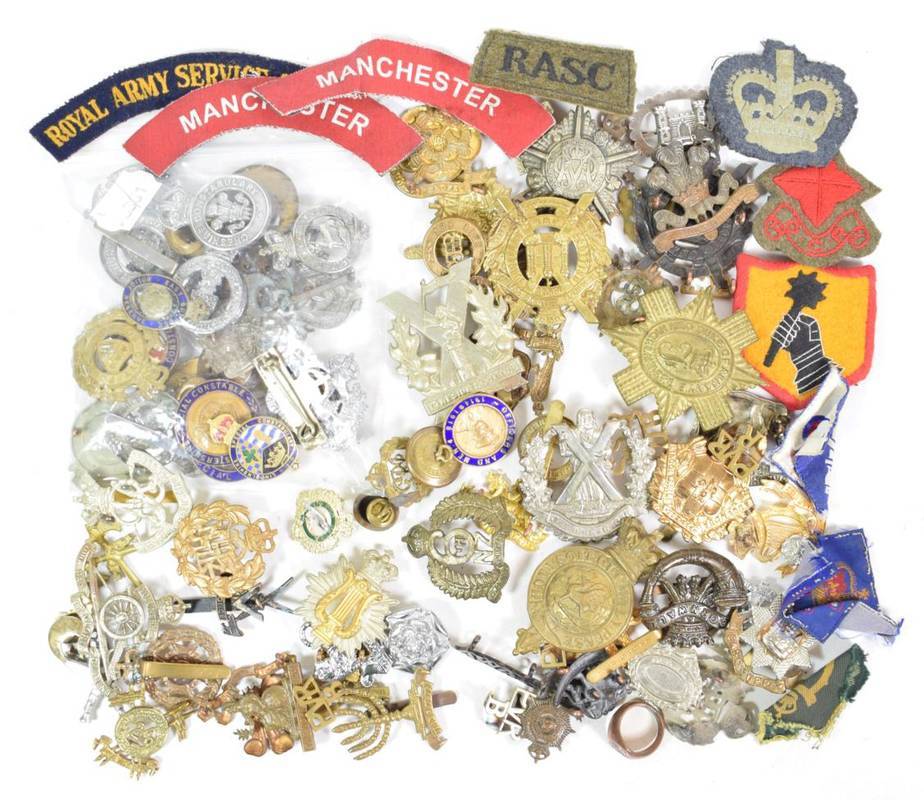 Lot 14 - A Collection of Military Badges, including cap, collar and pouch badges, shoulder titles, including