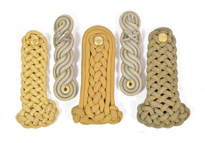 Lot 51 - Five Victorian/Edwardian Gold Thread Shoulder Cords, four with boards