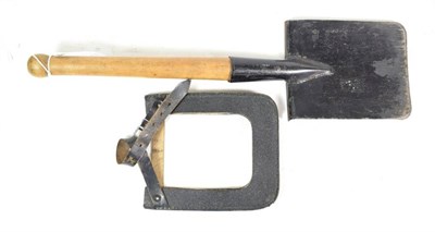 Lot 57 - A Post-Second World War German Trench Shovel, the black-enamelled blade stamped, ''ETI 1 OS/1421''