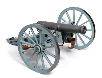 Lot 59 - A Large Scratch Built Wooden Model of a Mid 19th Century British Cannon, the 68cm barrel painted to