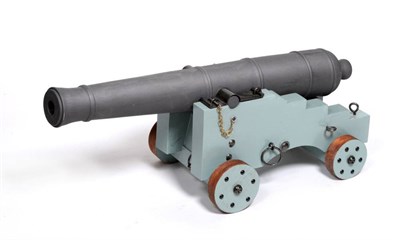 Lot 60 - A Large Scratch Built Wooden Model of a Ship's Cannon, the 78cm barrel painted to simulate...
