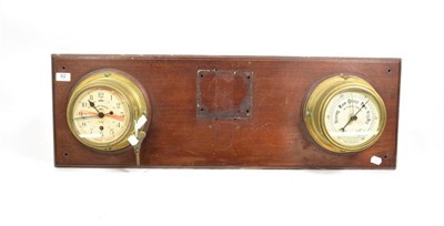 Lot 62 - A Union Castle Line Ship's Clock by Sestrel, the 14cm cream enamel dial with black Arabic...