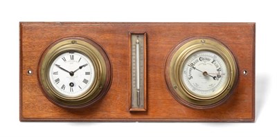 Lot 63 - An H.M.S.Submarine E29 Clock, Aneroid Barometer and Mercury Thermometer by Sestrel, the clock...