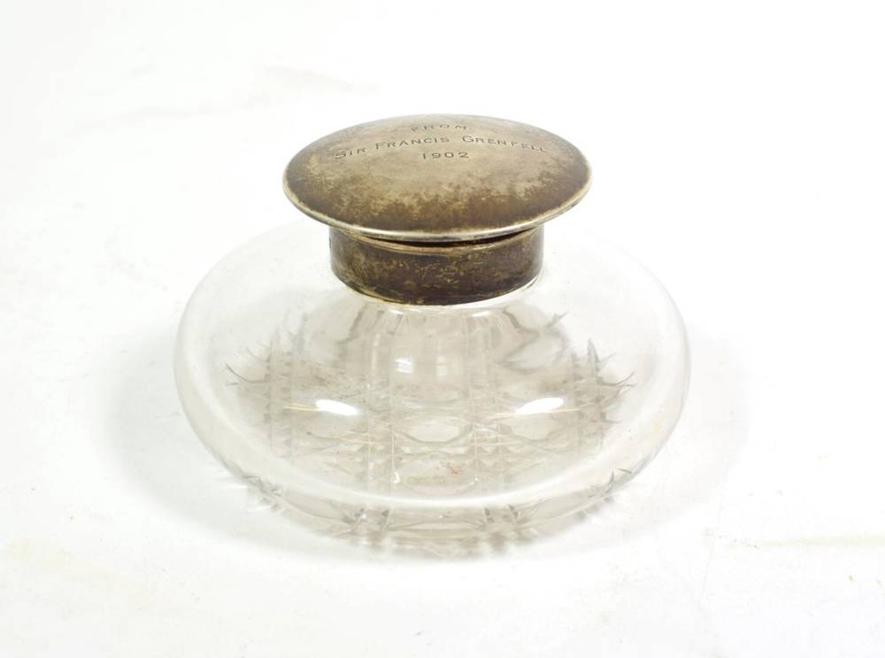 Lot 68 - Sir Francis Grenfell Interest - An Edwardian Glass Inkwell, of compressed globular form, with...