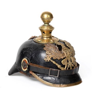 Lot 71 - A Prussian Model 1895 Enlisted Man's Kugelhelm to an Artillery Regiment, with leather skull,...
