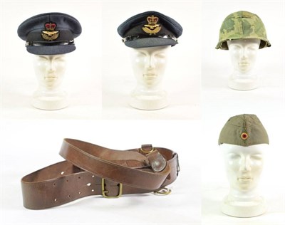 Lot 77 - Two Elizabeth II RAF Peaked Caps, with mohair hat bands and raised bullion thread badges; a US Army