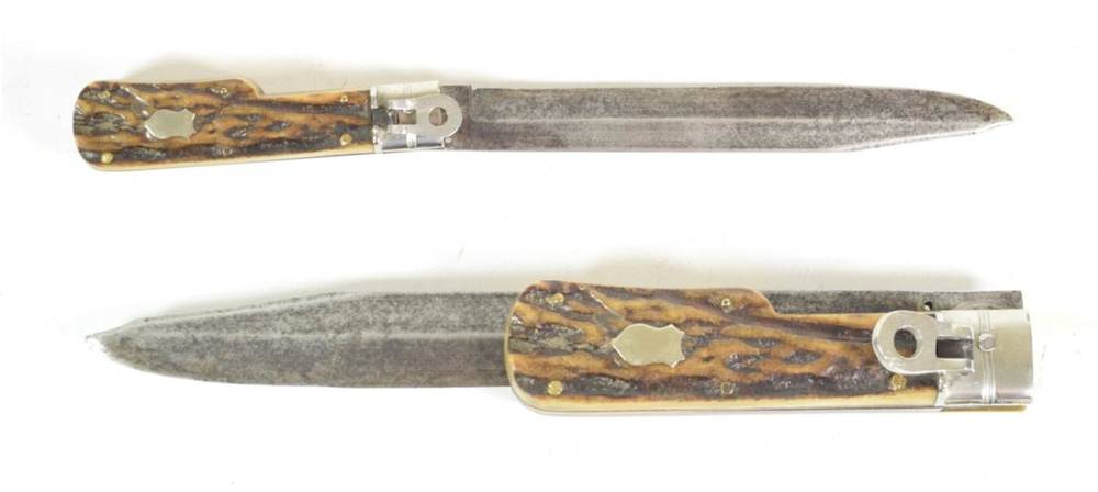 Lot 111 - A Victorian Folding Lock Knife, the 18cm single edge clip point steel blade stamped at the...