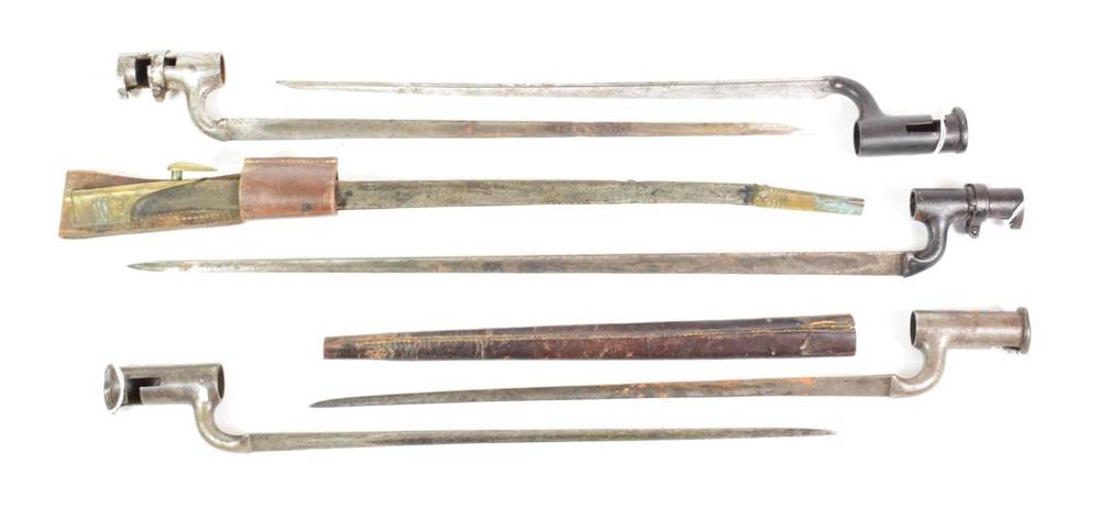 Lot 128 - Three British Brown Bess-Type Socket Bayonets, one stamped ''S. Hill'', the others indistinctly...