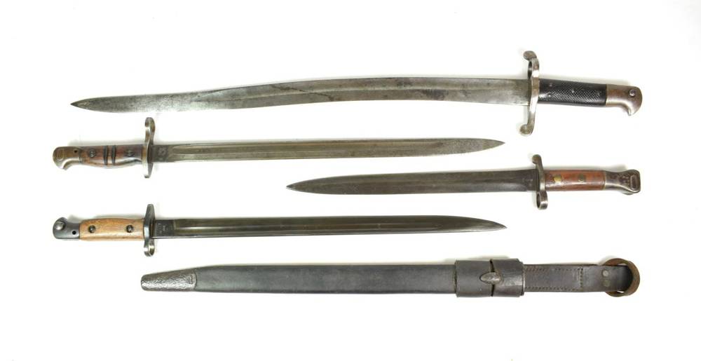 Lot 132 - Four British/US Bayonets, comprising an 1856 pattern sword bayonet, the blade stamped A & A.S....