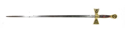 Lot 149 - A 19th Century Masonic Presentation Sword, the 81.5cm double edge steel blade etched with the...