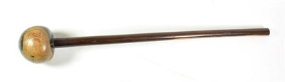 Lot 163 - A 20th Century Zulu Knobkerrie, of lignum vitae, with large globular head and cylindrical haft,...