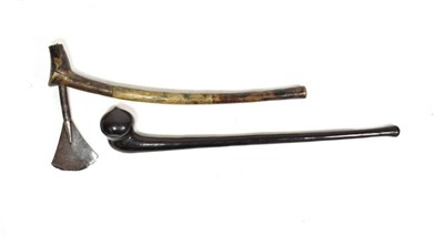 Lot 165 - An Early 20th Century Zulu Knobkerrie, of ebony, the shouldered off-set compressed globular...