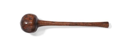 Lot 167 - A 19th Century Fijian Ula,  with large globular head on a tapering cylindrical haft, the grip...