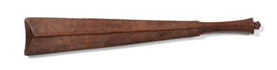 Lot 168 - An Early 20th Century Samoan Sword Club, of light coloured hardwood, the blade with raised...