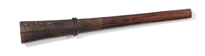 Lot 169 - A 19th Century Tongan Club, of darkly patinated hardwood, the tapering diamond section head...