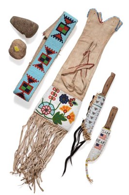 Lot 173 - A Collection of Four Pieces of Mid 20th Century North American Indian Beadwork, comprising a...