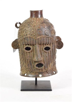 Lot 181 - A Royal Janus Bronze Ceremonial Headdress, Tikar People, Cameroon, made by the lost wax...