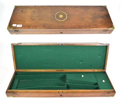 Lot 185 - A 19th Century Oak Shotgun Case, with brass bound angles, the hinged cover inset with brass...