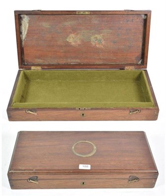 Lot 188 - A 19th Century Walnut Pistol Case, the hinged cover with inset brass ring handle and moulded...