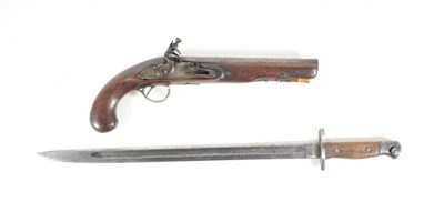 Lot 220 - An 18th Century Flintlock Greatcoat Pistol, the 21cm round steel barrel double struck with...