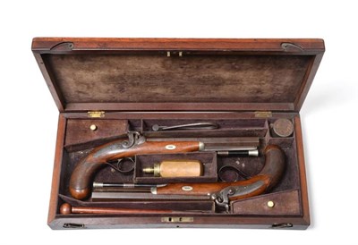Lot 221 - A Pair of 19th Century Percussion Duelling/Officer's Pistols by William Chance & Son, 25 bore, each