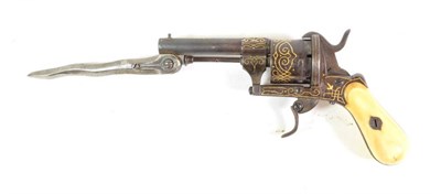 Lot 223 - A 19th Century Belgian Six Shot Pinfire Revolver, with traces of original blued finish, the 7cm...
