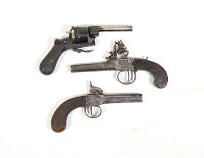 Lot 224 - A Late 18th Century Flintlock Pocket Pistol, with 7cm round turn-off steel barrel, box lock bearing