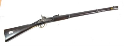 Lot 232 - A Tower Marked Enfield Pattern 1853 Percussion Rifle Musket, the 77cm steel barrel with hinged...