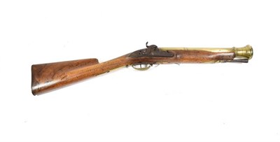 Lot 242 - An Early 19th Century Percussion Brass Barrel Blunderbuss, converted from a flintlock, the...