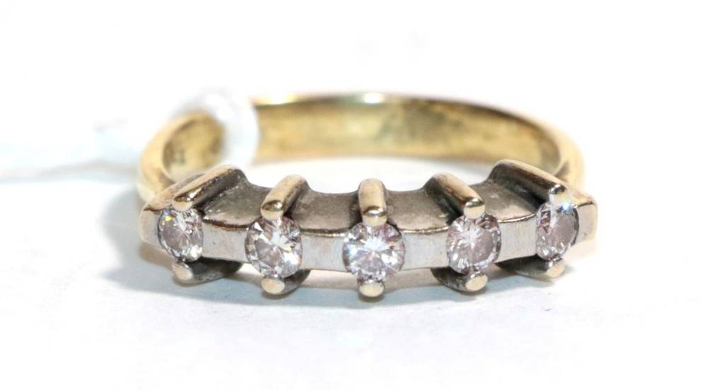 Lot 22 - A diamond five stone ring, stamped '750', finger size M1/2