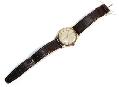 Lot 31 - A gentleman's 9 carat Tudor wristwatch, later leather strap, Arabic dial with subsidiary second...