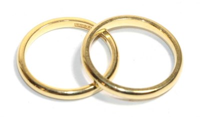 Lot 52 - Two 18 carat gold band rings, both finger size I1/2
