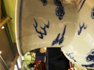 Lot 68 - A Chinese blue and white vase decorated with dragons and flaming pearls (a.f.); two 19th...