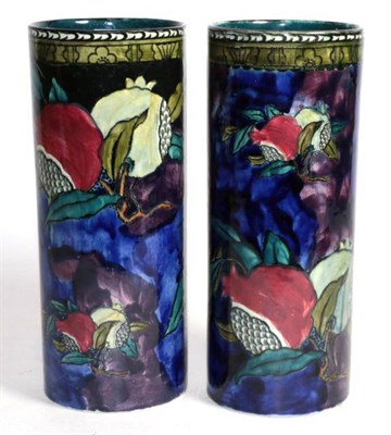 Lot 80 - A pair of Hancock & Sons pottery, lustre decorated ''Rubens Ware'' sleeve vases