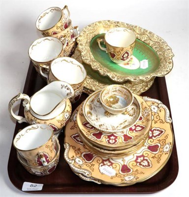 Lot 82 - Four pieces of George Jones dessert wares; a 19th century tea service; and a Derby cabinet cup...