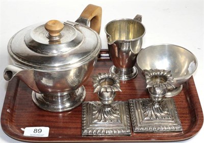 Lot 89 - A silver three piece tea service, David Lawrence, Birmingham 1963/64, in the Art Deco taste;...