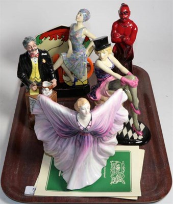 Lot 99 - A Royal Doulton figure 'The Auctioneer'; a Royal Doulton flambe figure 'The Genie'; two Kevin...