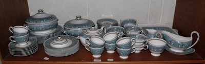 Lot 125 - A Wedgwood turquoise Florentine eight place setting dinner tea service