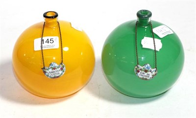 Lot 145 - Pair of Daum Nancy coloured glass flasks, signed