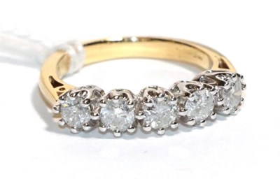 Lot 173 - A diamond five stone ring, stamped '750', total estimated diamond weight 0.75 carat...