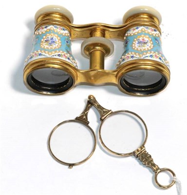 Lot 176 - A pair of enamelled opera glasses and lorgnettes