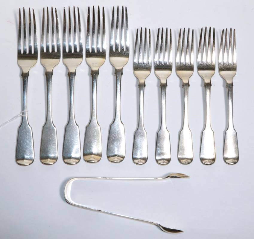 Lot 187 - A part service of George IV/William IV silver fiddle pattern flatware, William Eaton, London...