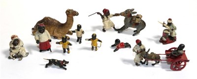 Lot 210 - Cold painted bronze figures and models of African tribesmen and animals