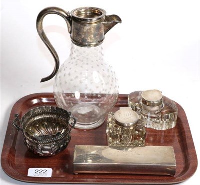 Lot 222 - A Victorian silver mounted star etched glass claret jug, Charles Boyton, London 1874, the cover...