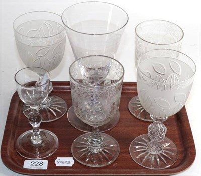 Lot 228 - Two pairs of wine glasses and two other glasses